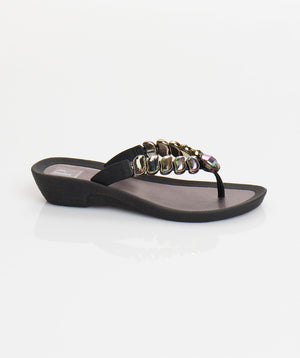 Women`s Sandals with Crystals - Black