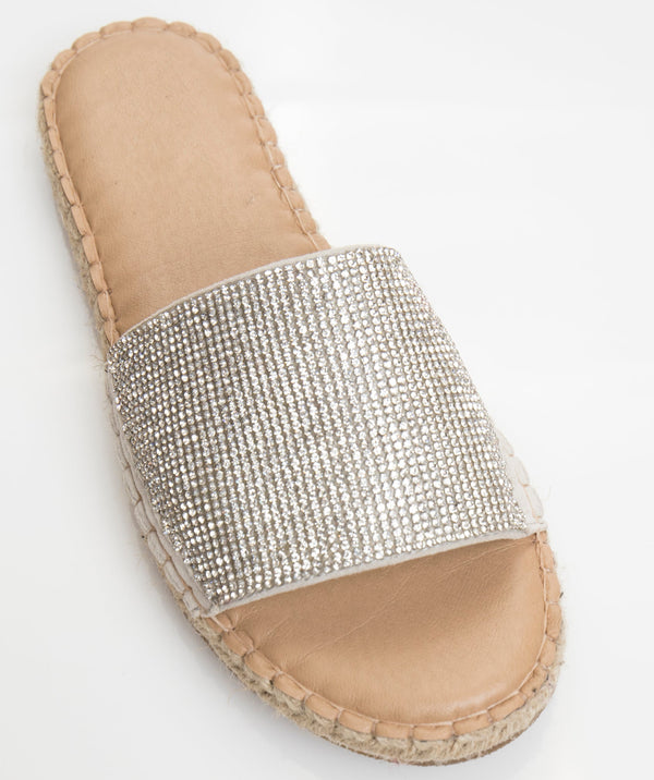 Women`s Diamante Slider Sandals - Silver